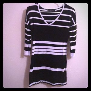 Black dress with white stripes!